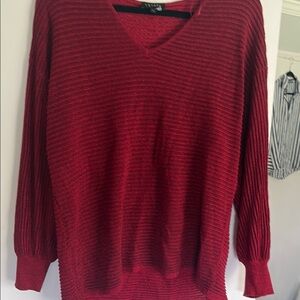 1. State Rich Red V-Neck Sweater